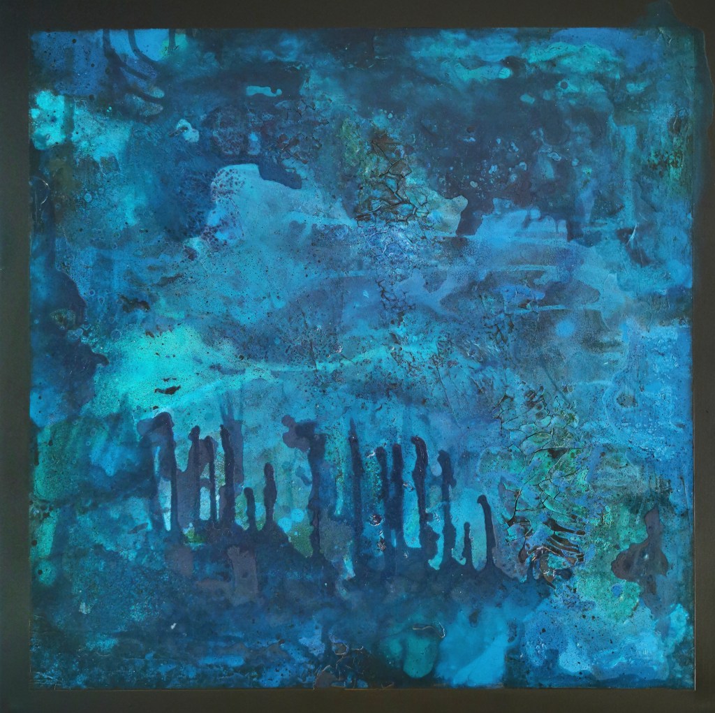 Artwork on canvas. beautiful deep ocean artwork. one-of-a-kind artwork about ocean and oceanground.